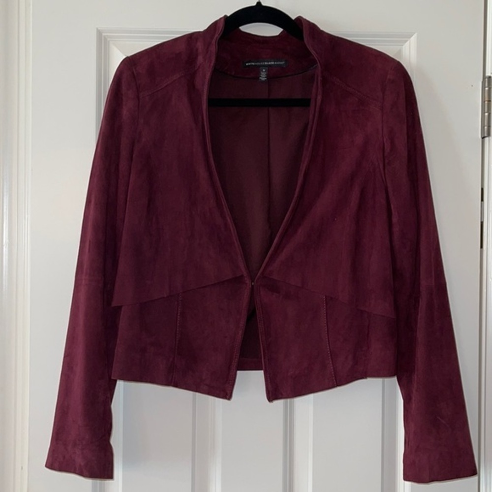 WHBM burgundy front hook suede jacket size Medium